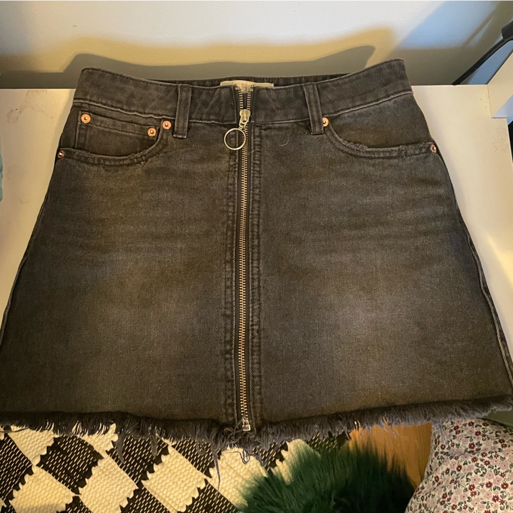 Free People Black Zip Up Skirt